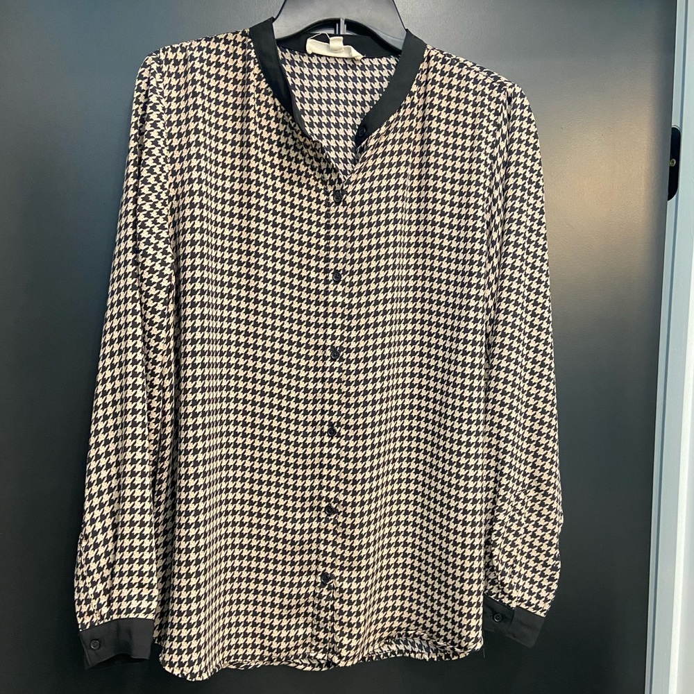 Olive & Oak Houndstooth Blouse Size M